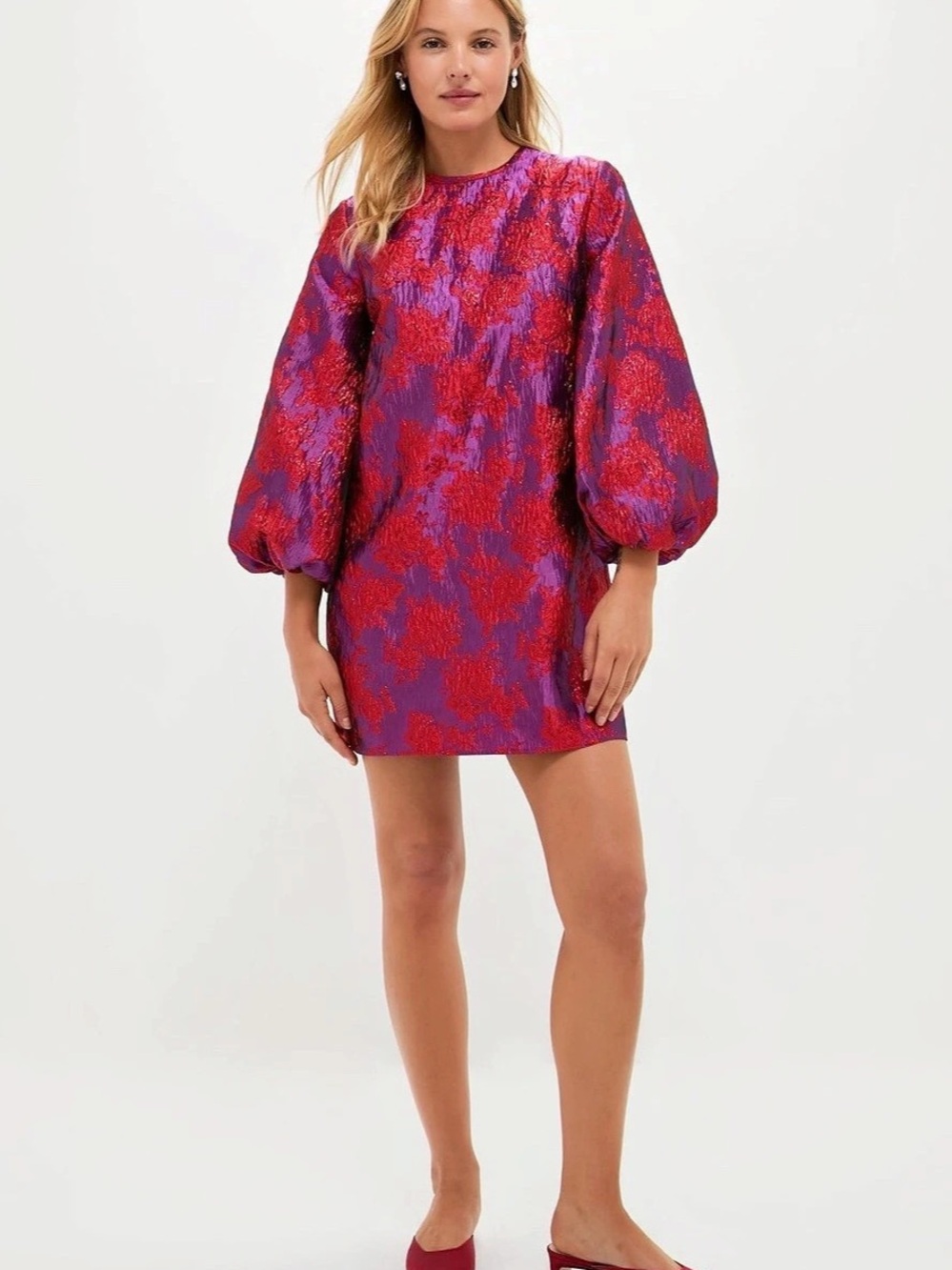 Hyacinth House Red & Purple Jacquard Janie Mini Dress NWT ✨